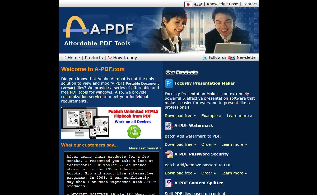Affordable PDF tools: PDF Merger, Splitter, Password Security, Converter etc. Free download. [A-PDF.com]