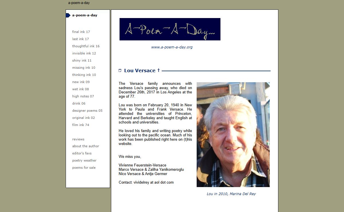A Poem A Day by Lou Versace www.a-poem-a-day.org - * home