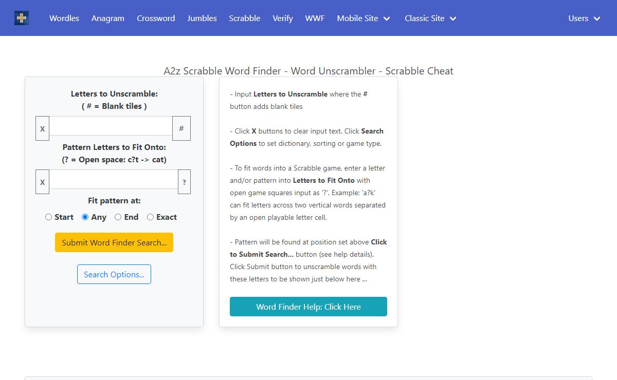 A2z Word Finder | Unscrambler | Scrabble Word Finder