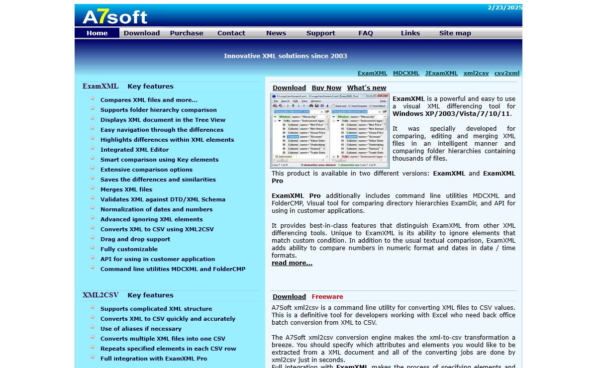 A7Soft provides tools to compare XML documents