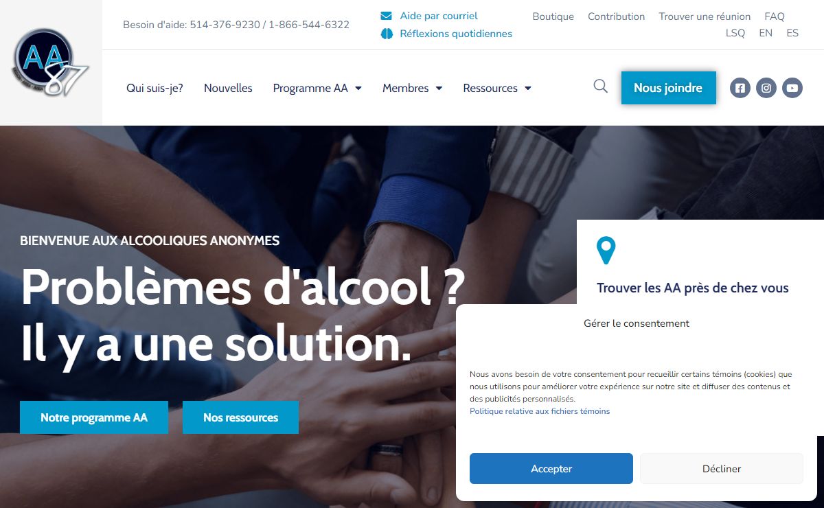 Alcooliques Anonymes Région 87 | Problèmes d'alcool ? Il y a une solution.