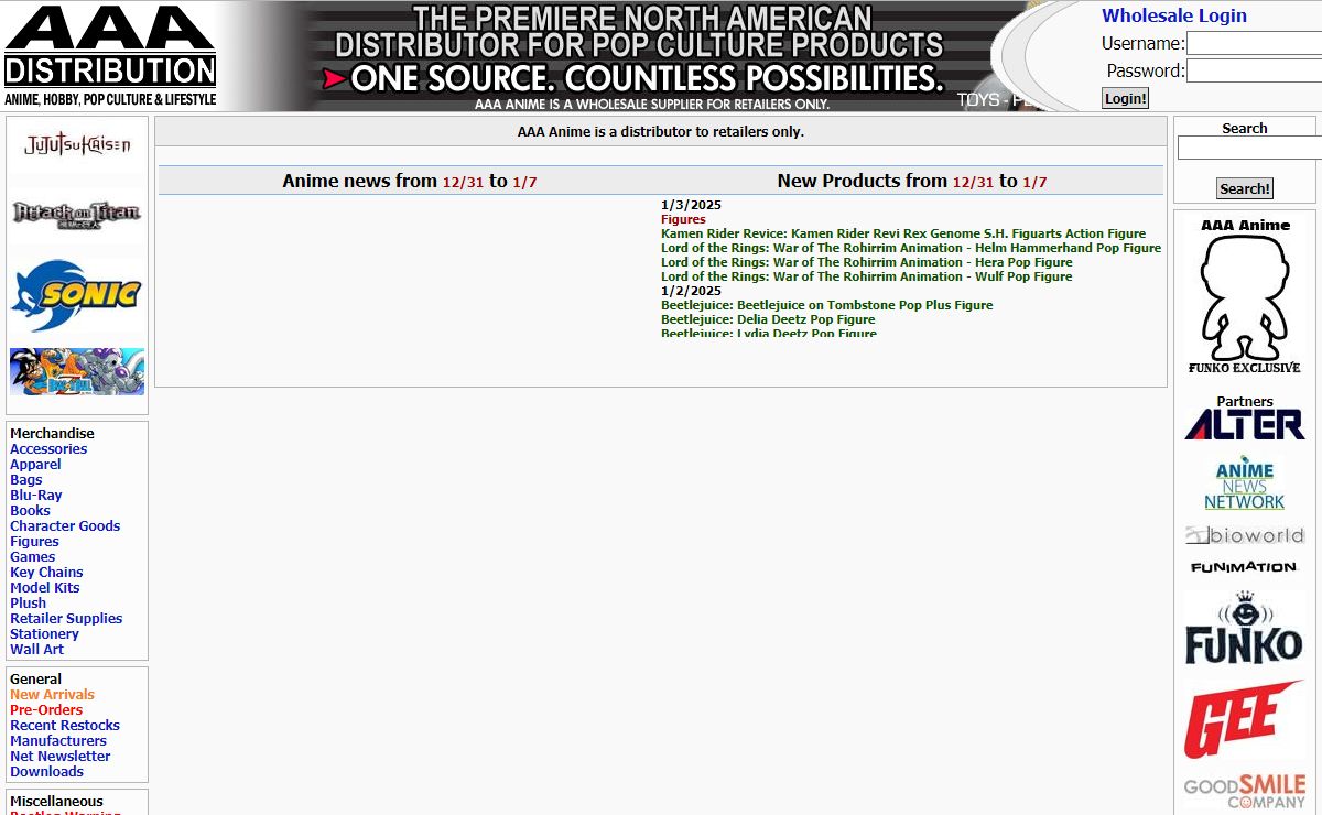 AAA Anime is a distributor to retailers only.