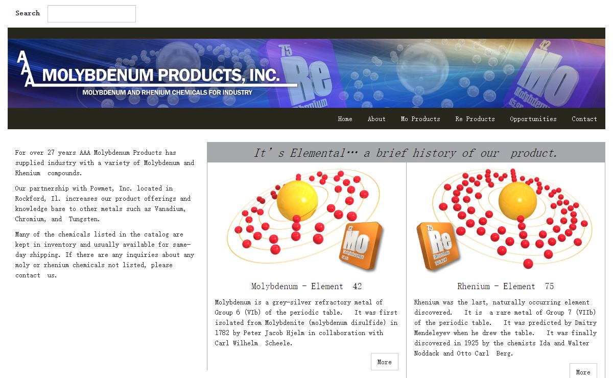 Molybdenum and Rhenium Compounds | AAA Molybdenum Products, Inc.