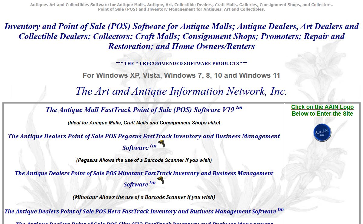 Antique Art and Collectible Inventory and POS Software; Collectors Cataloging Software, Antique Mall Point of Sale POS Software