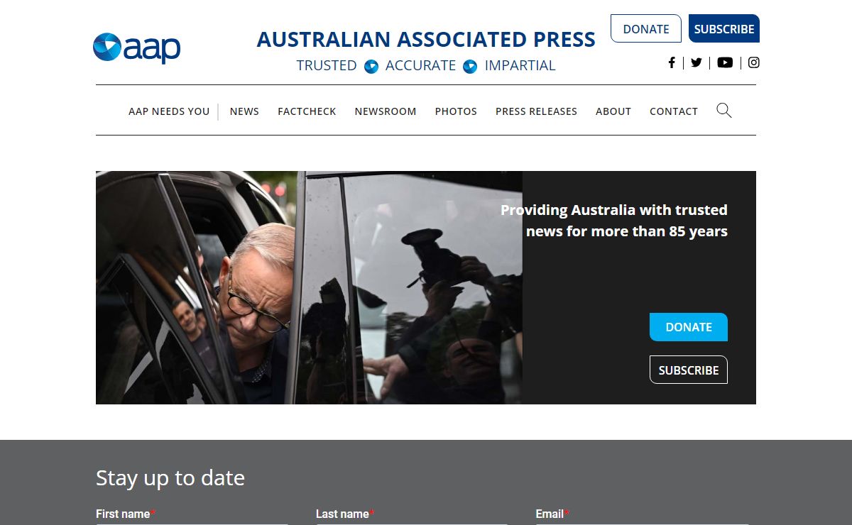 Australian Associated Press – AAP is Australia's national news agency, delivering a continuous stream of breaking news, information and photographs direct to subscribers.