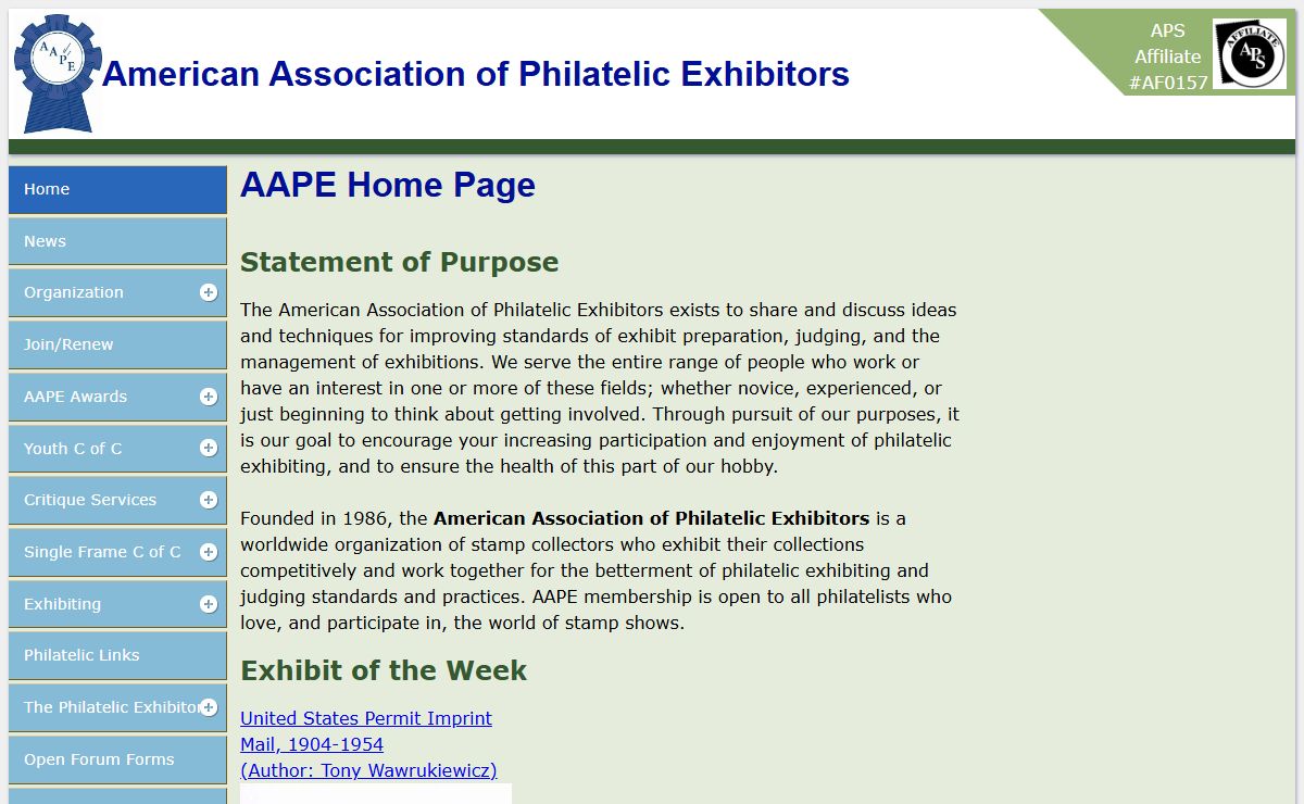 American Association of Philatelic Exhibitors - AAPE Home Page