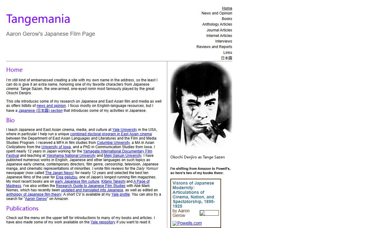 Tangemania - Aaron Gerow's Japanese Film Page