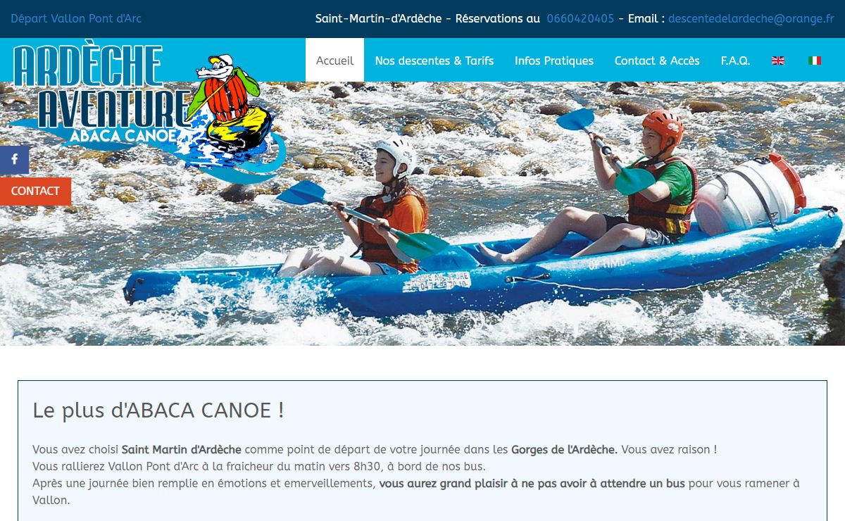 Location Canoë - Descente de l'Ardèche - Abaca Canoe Ardeche