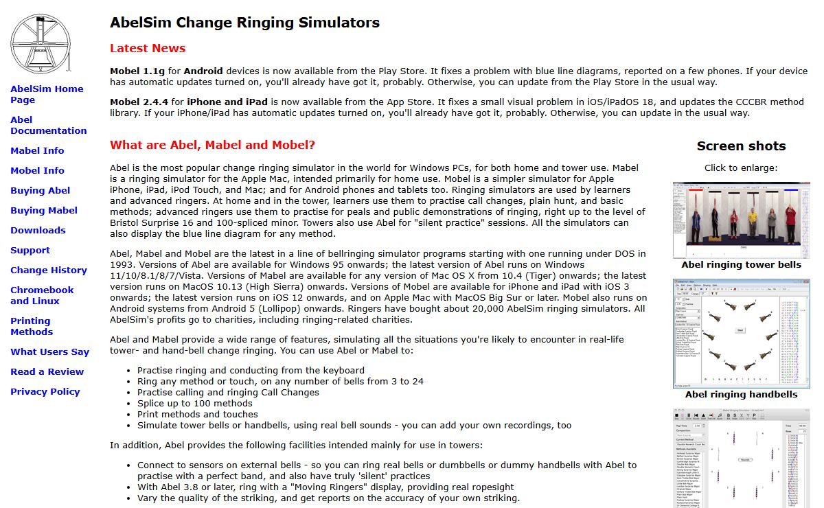 Abel, Mabel and Mobel Ringing Simulators