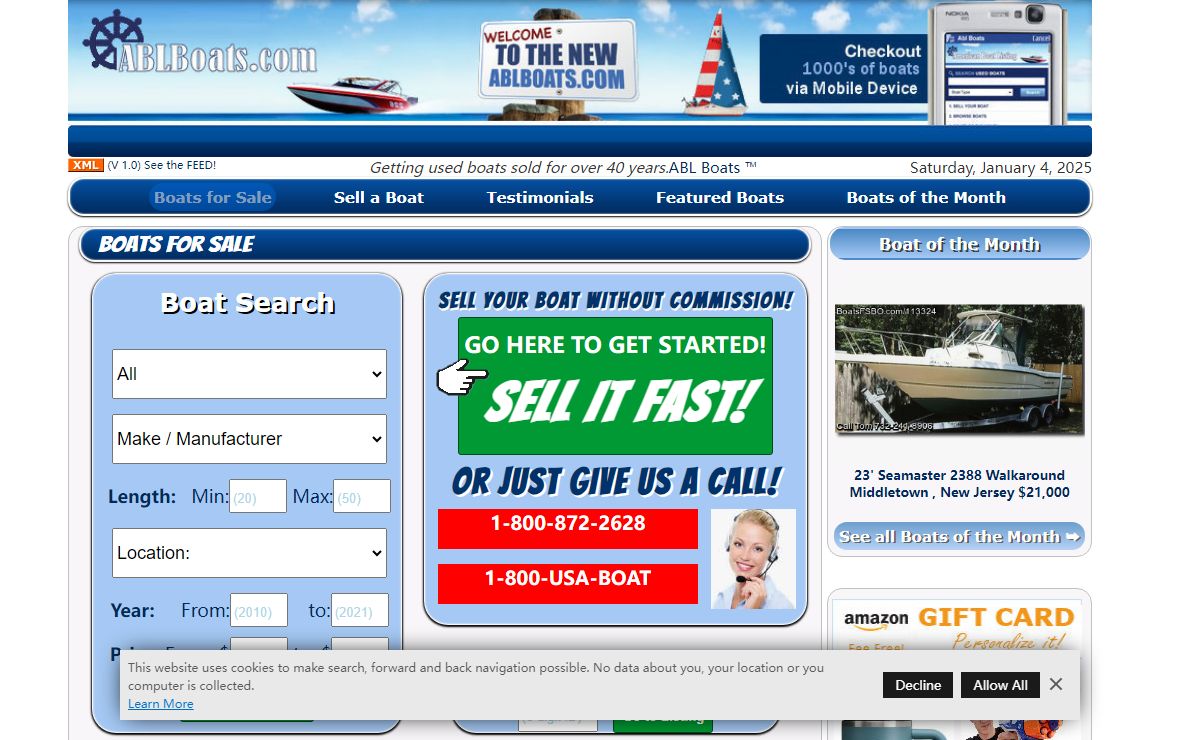 Free list of boats for sale by owners at ABL Boats