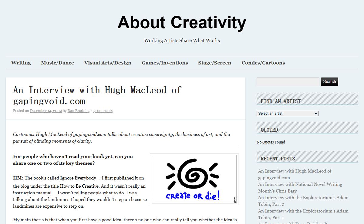 About Creativity – Working Artists Share What Works