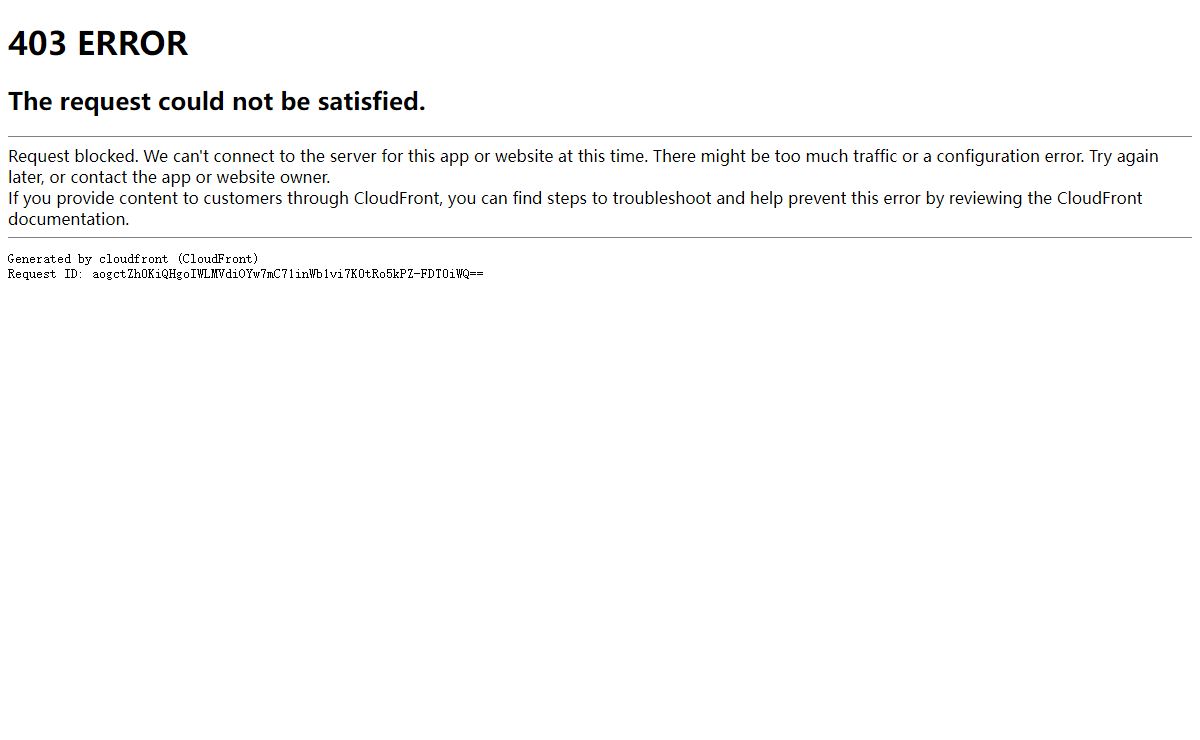 ERROR: The request could not be satisfied