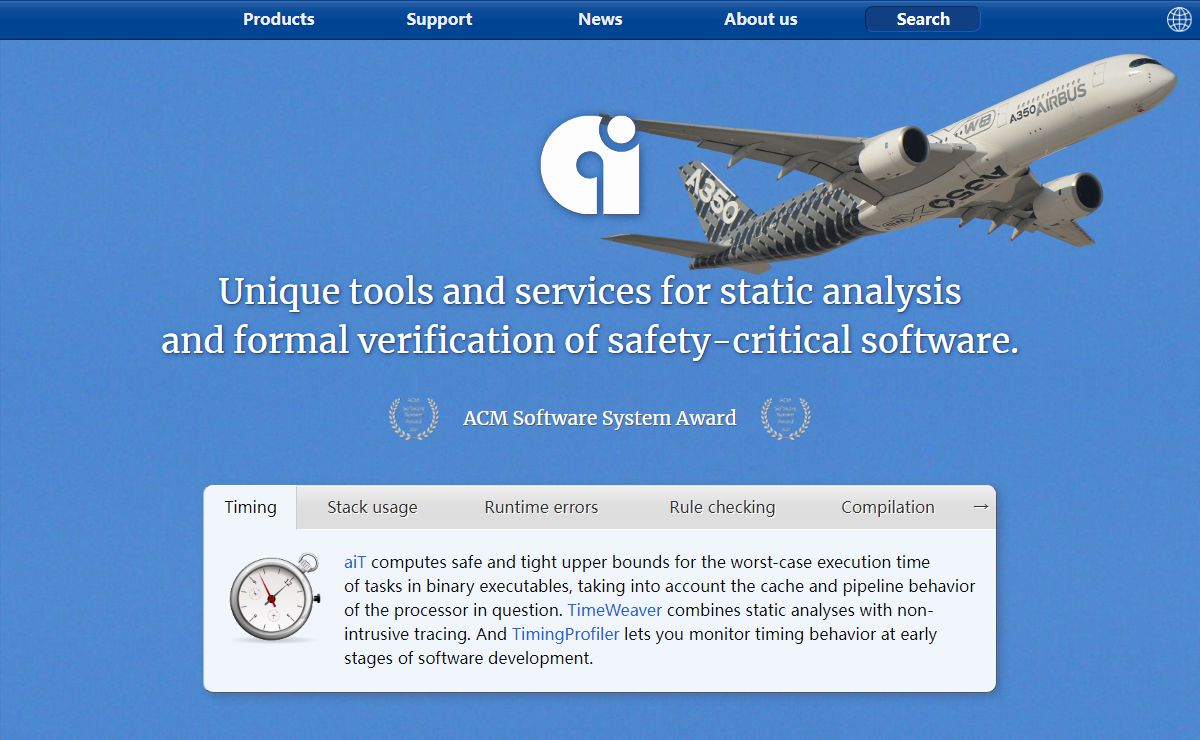 AbsInt: Static Analysis and Formal Verification of Safety-Critical Software