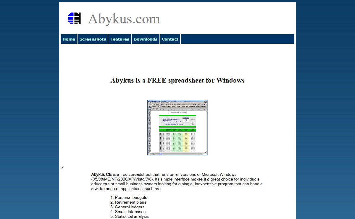 Abykus - A Free Spreadsheet for Windows