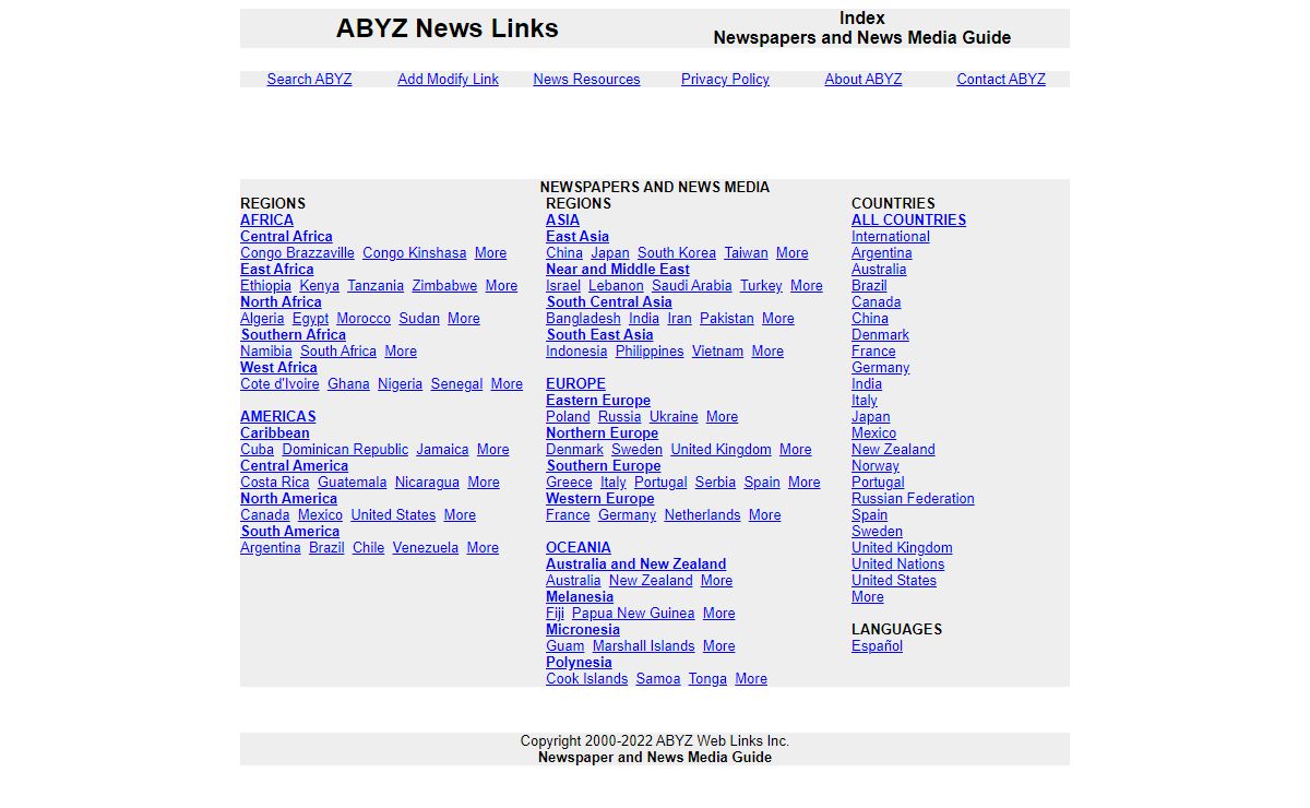 Newspapers & News Media - ABYZ News Links