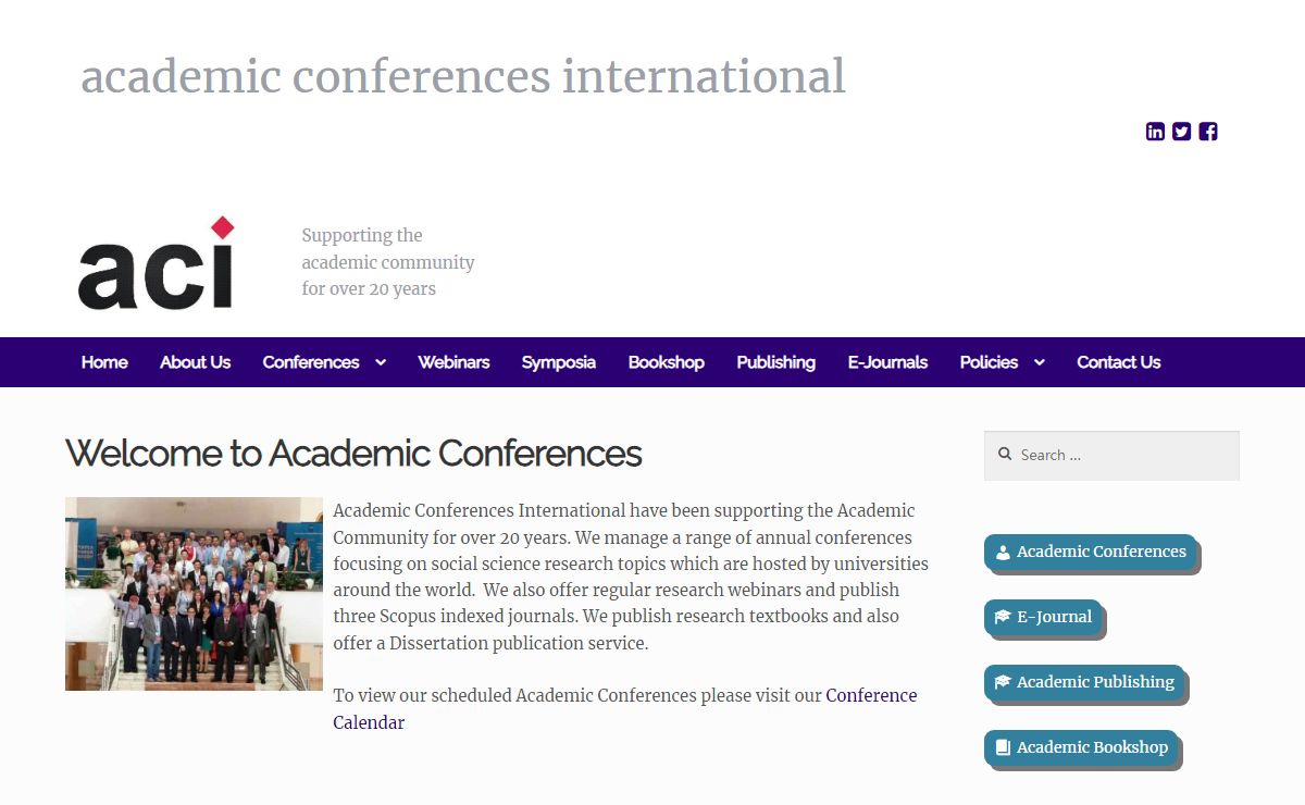 Welcome to Academic Conferences • Academic Conferences International