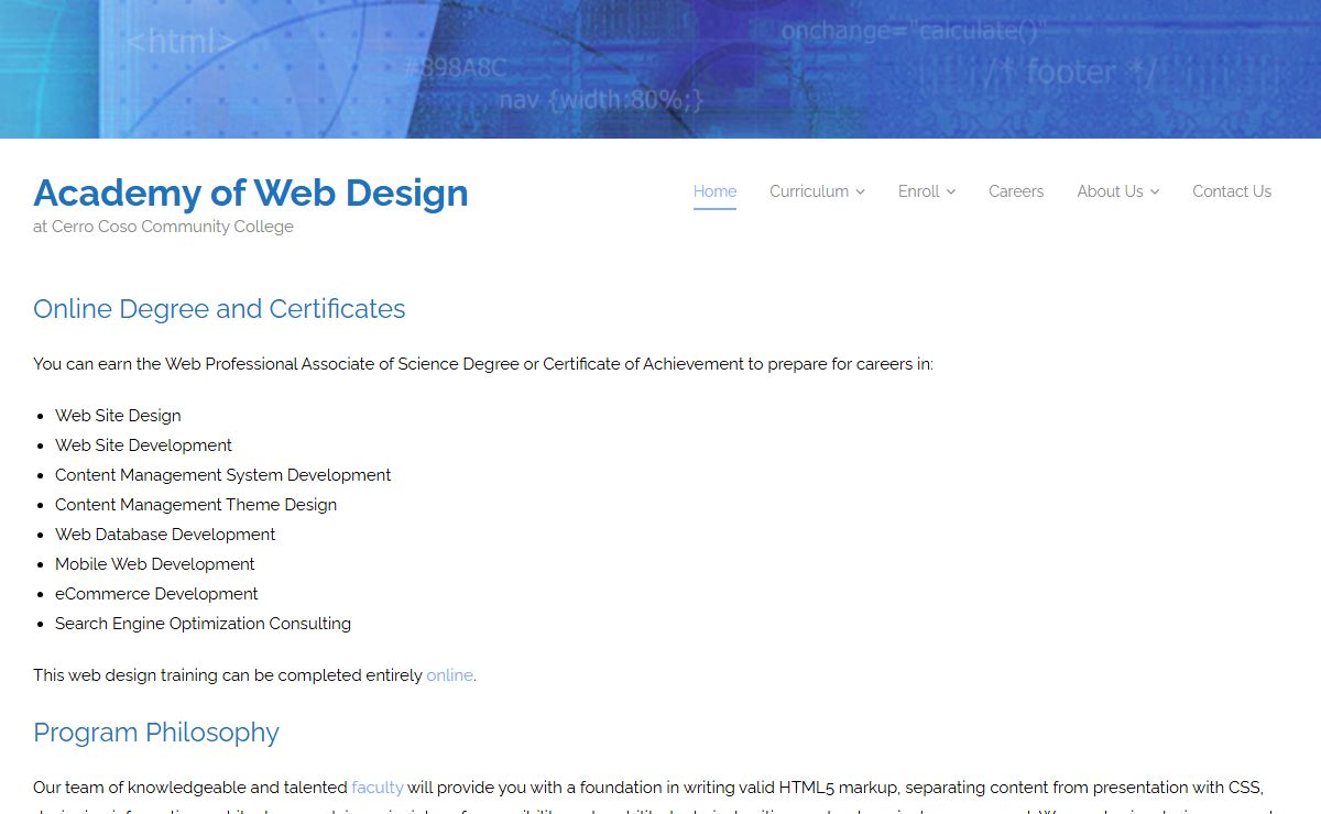 Academy of Web Design – at Cerro Coso Community College