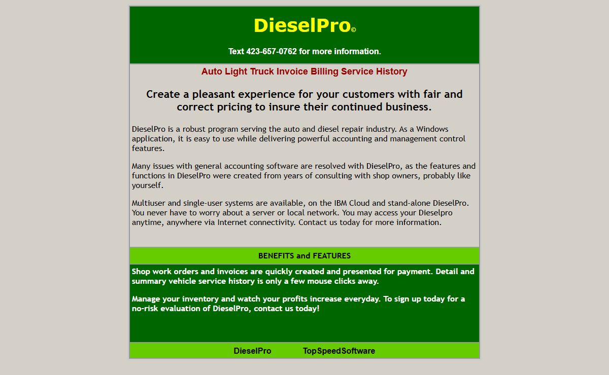 Auto Light Truck Repair Shop Software