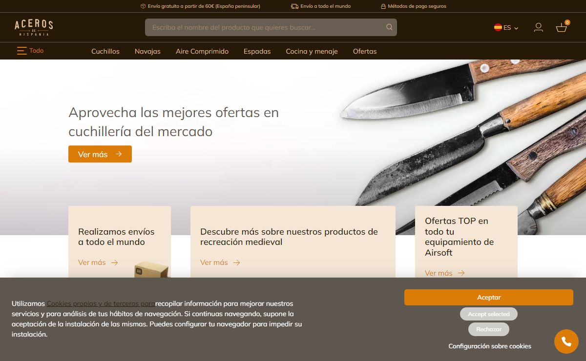 Aceros de Hispania - Venta de material táctico, outdoor y aventura