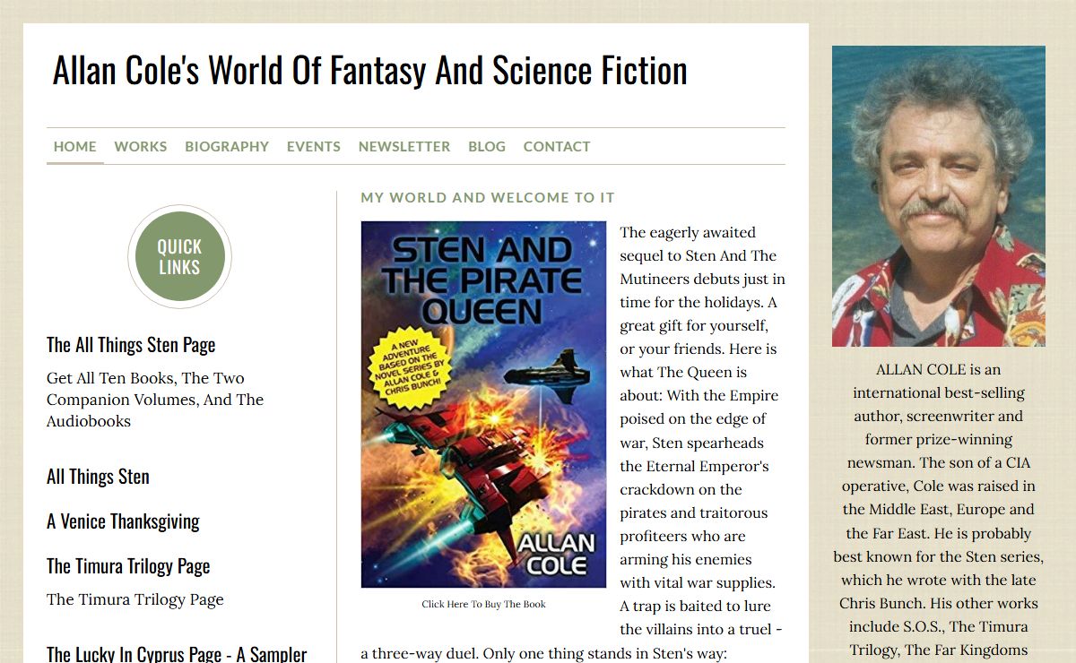 Allan Cole's World Of Fantasy And Science Fiction - MY WORLD AND WELCOME TO IT