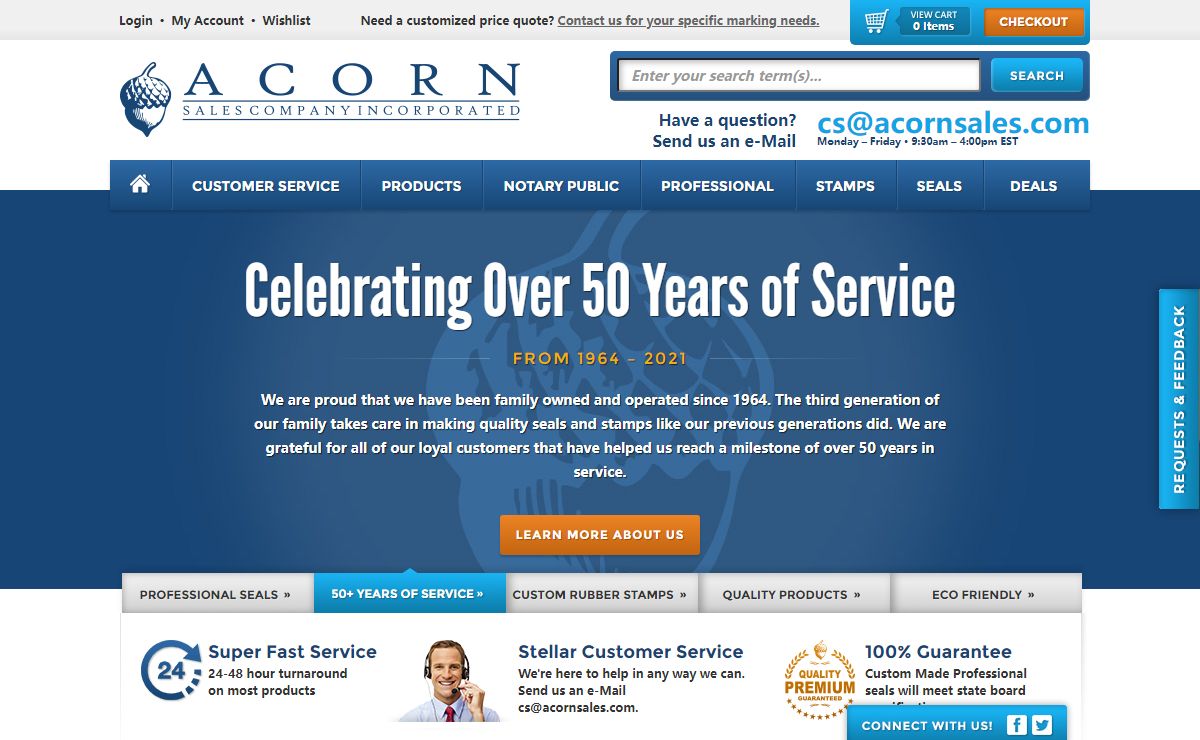 Custom Rubber Stamps & Embossing Seals | Acorn Sales
