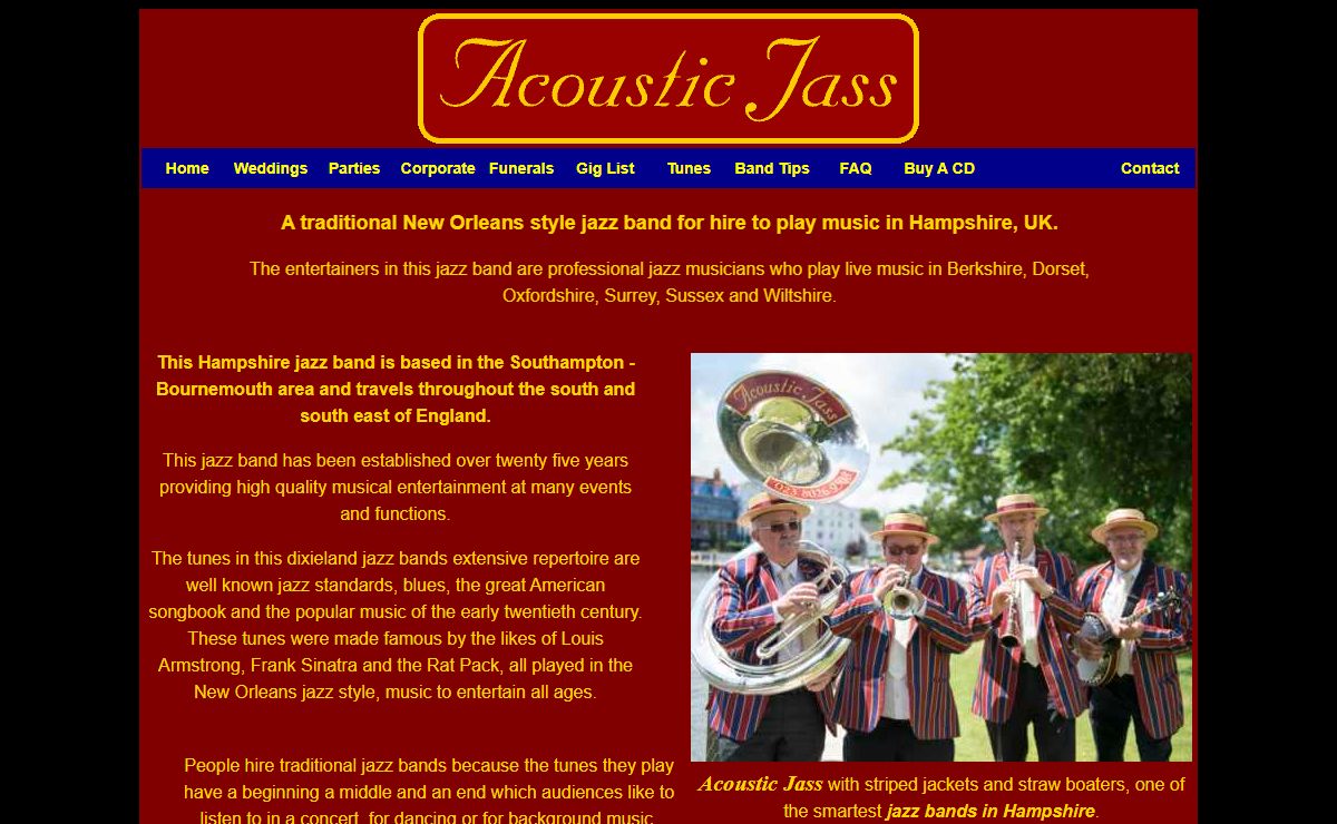 Acoustic Jass is a traditional jazz band for hire in Hampshire UK.