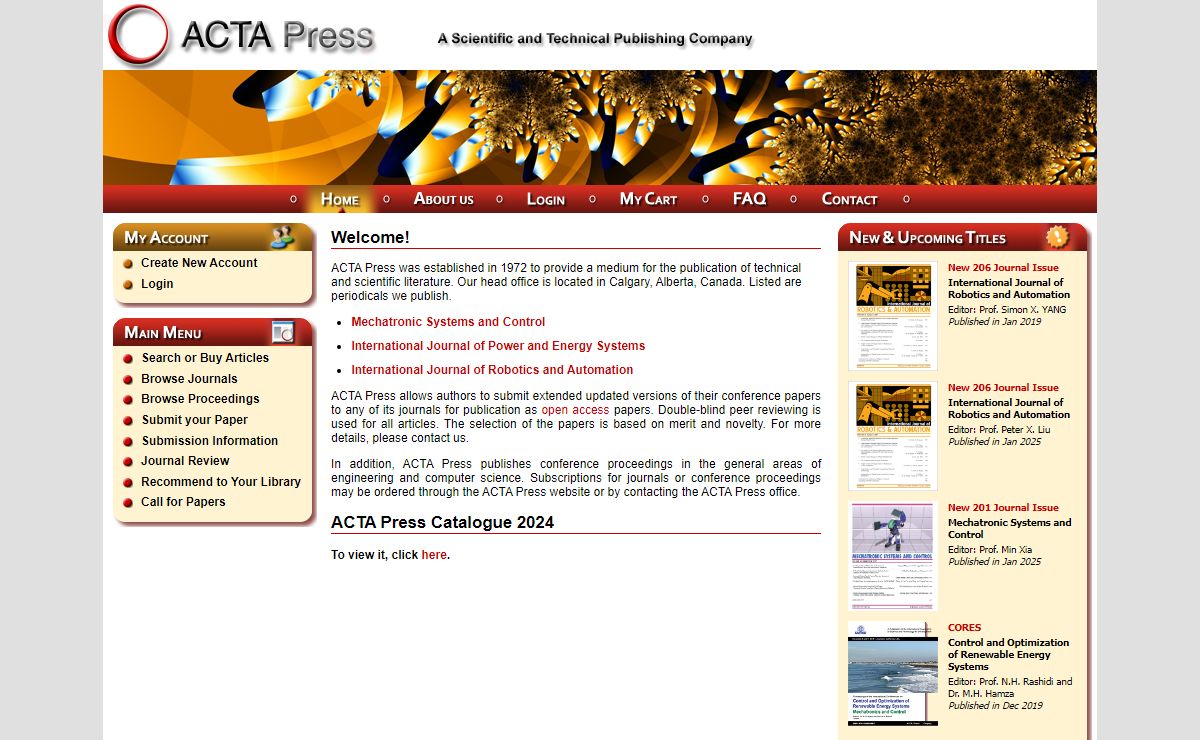 Actapress Scientific Publishing Company Scientific & Technical Publications Journals, Proceedings & Papers