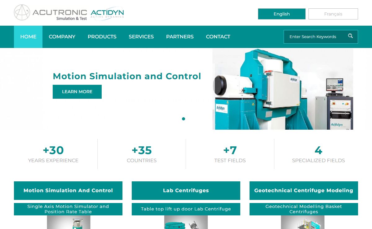 Geotechnical Centrifuge Modeling & Motion Simulators | Acutronic France SAS