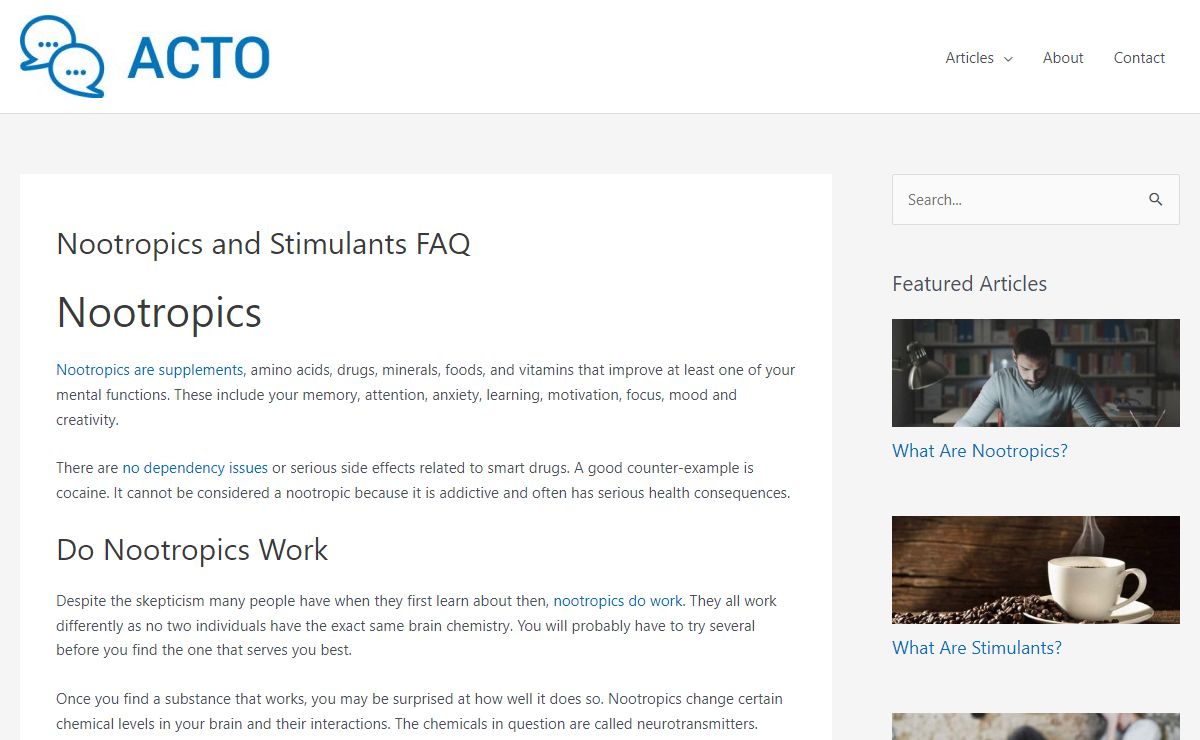 ACTO: Stimulants & Nootropics Counseling | Provigil & Nuvigil Therapy