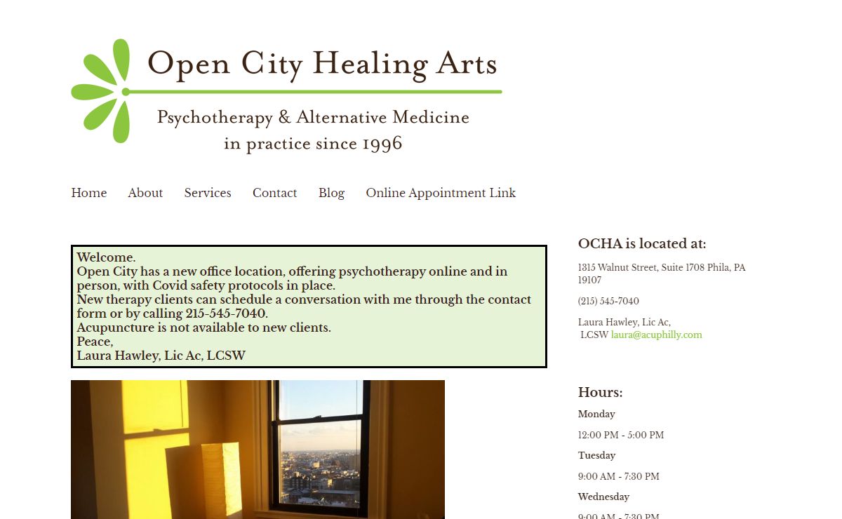 Open City Healing Arts : Acupuncture and psychotherapy