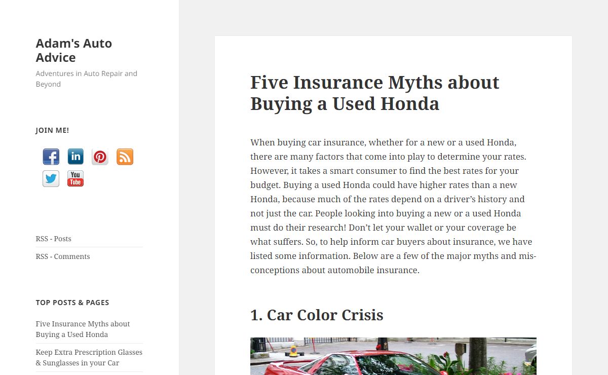 Adam's Auto Advice – Adventures in Auto Repair and Beyond