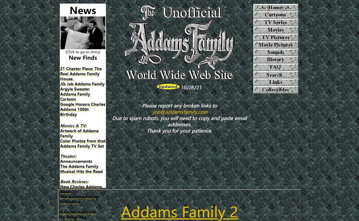 The Unofficial Addams Family Web Site