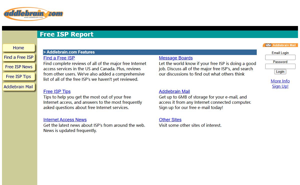 Addlebrain.com - the Free ISP Report