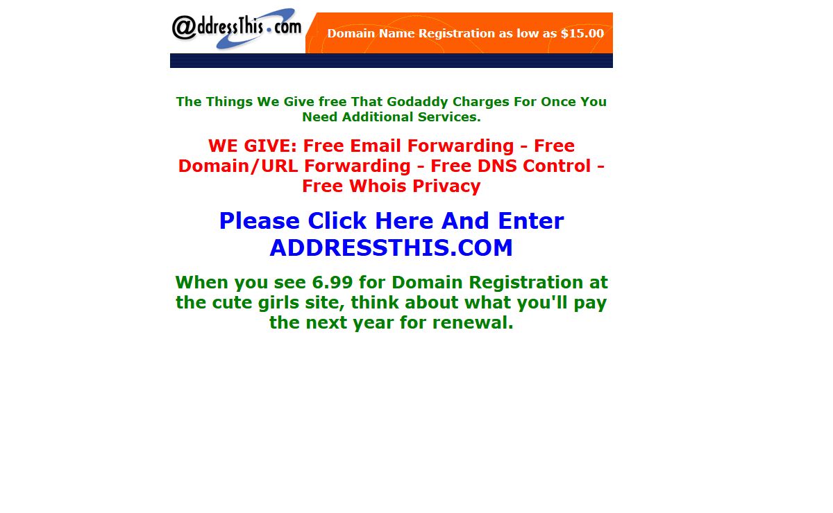 Cheap domain name registration for .com ,net and .org web addresses.