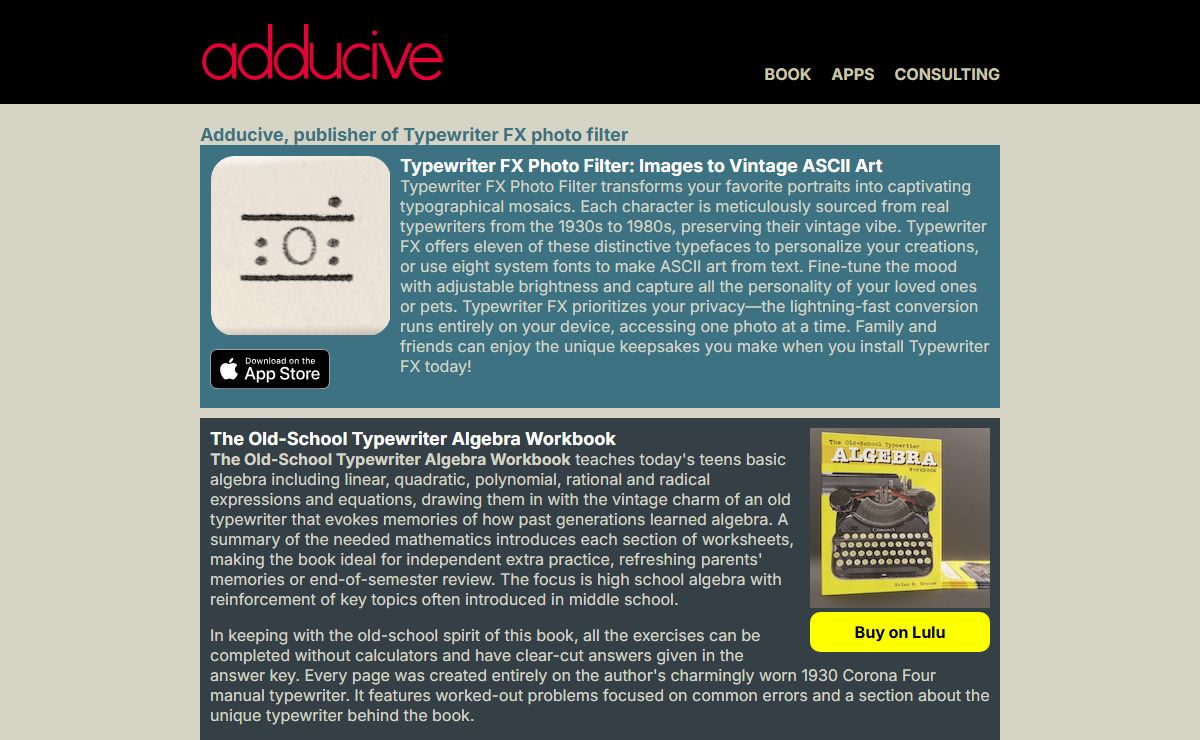 Adducive, publisher of Typewriter FX photo filter