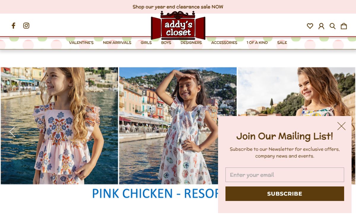 Addy's Closet - Children's designer clothing for girls and boys