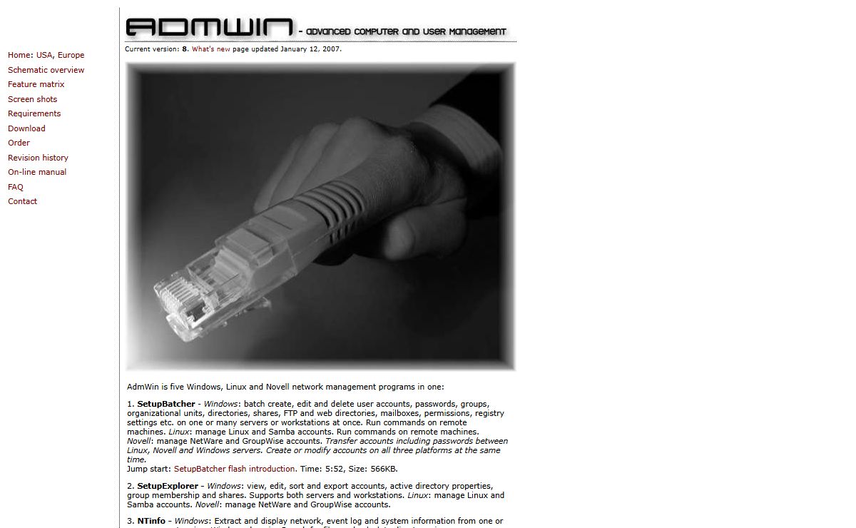 admwin.com - software for the Windows, Linux and Novell Administrator