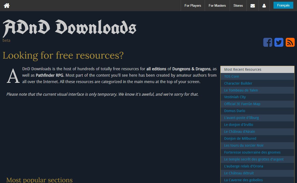 Dungeons & Dragons and Pathfinder RPG Resources - ADnD Downloads
