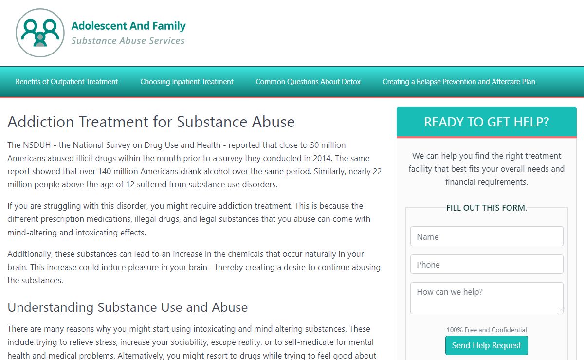 Adolescent and Family - Substance Abuse Treatment Services