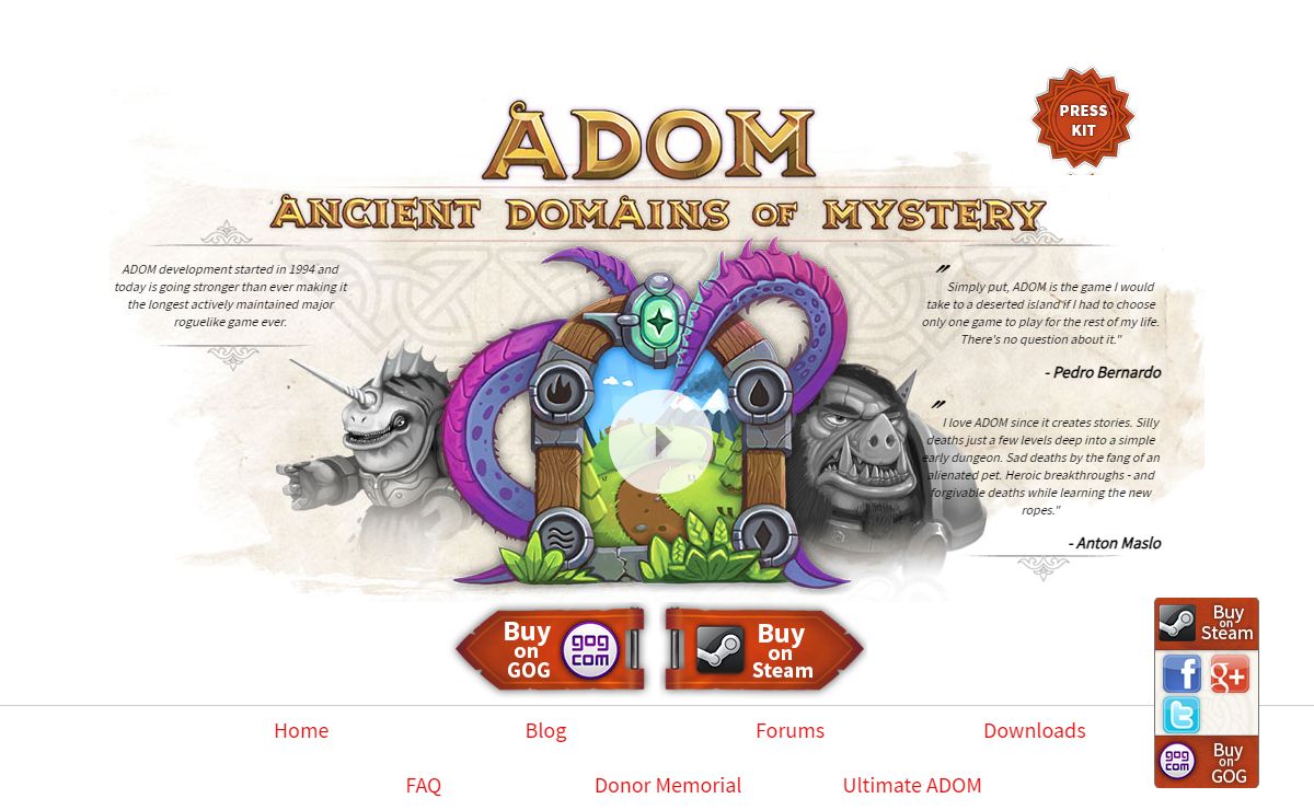 The Official Ancient Domains Of Mystery (ADOM) Homepage