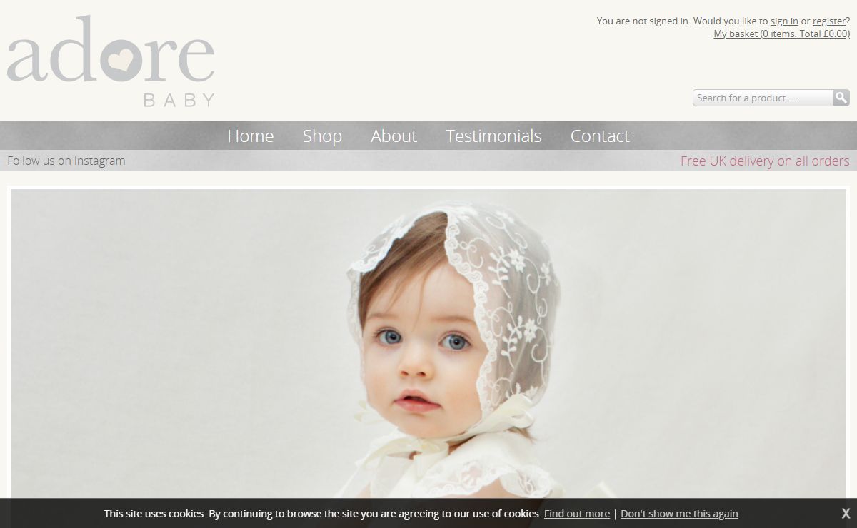 Adore Baby | A gorgeous range of handmade Christening Gowns, Christening Dresses and rompers for baby boys and girls.