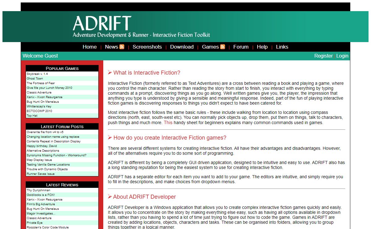 ADRIFT: Create your own Interactive Fiction