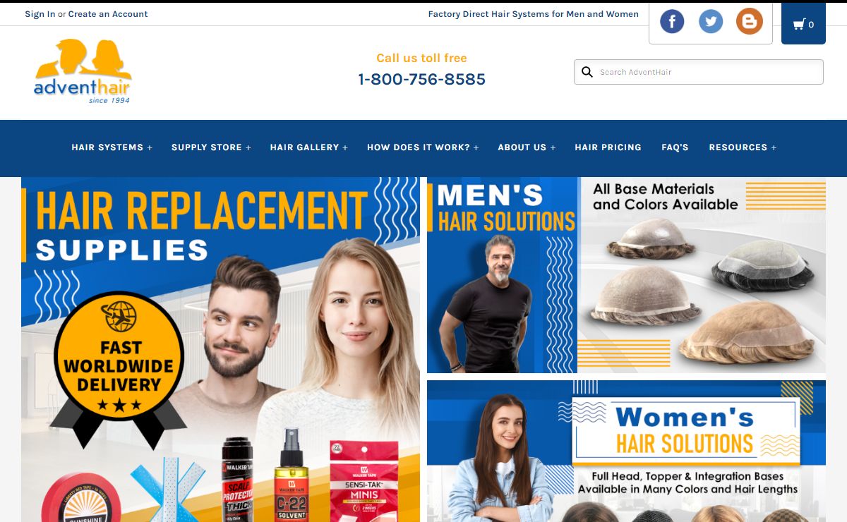 Men's Hairpieces, Hair Replacement Systems, Toupees, Ladies Wigs & Toppers at Factory Direct Prices