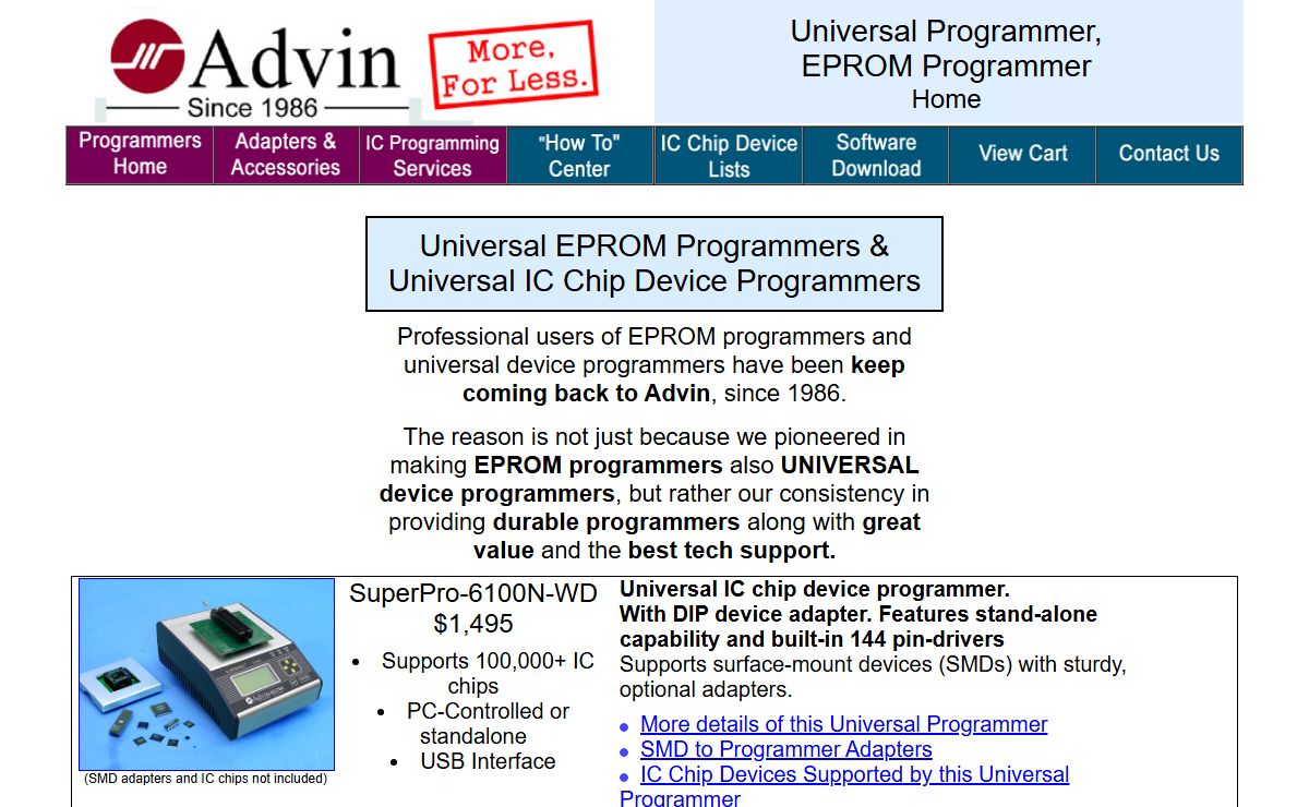 Universal Device Programmer, EPROM Programmer, IC Device Programmer | Advin Systems Inc
