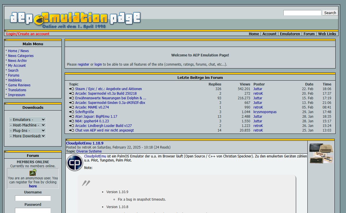 AEP Emulation Page - Emulation News :: Online seit dem 1. April 1998