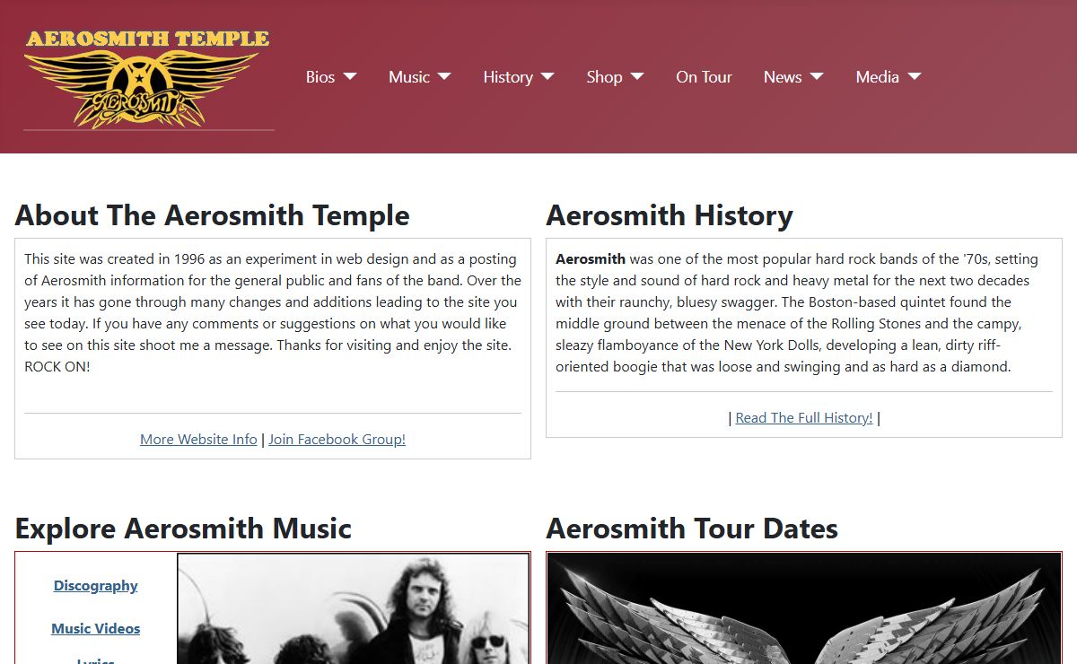 A Place For Aerosmith Fans | History, Tour Dates, Discography, Merchandise, Videos, Lastest News, and Lyrics - Aerosmith Temple