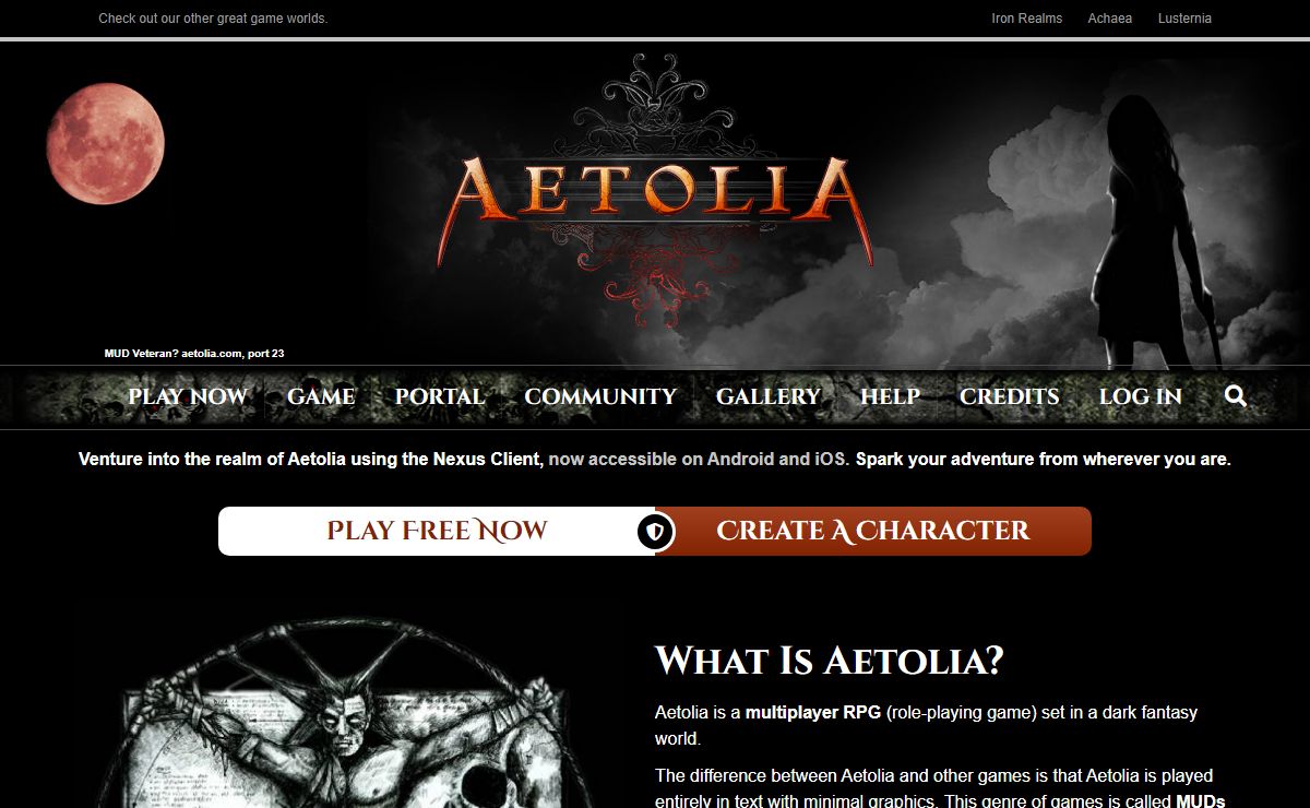 Aetolia, the Midnight Age | A Free Dark Fantasy MUD World