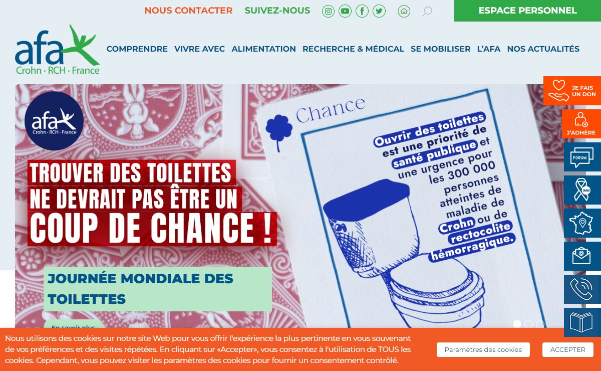 Bienvenue sur la page d'accueil de notre site internet : Afa Crohn RCH