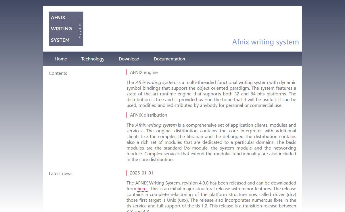 Afnix writing system