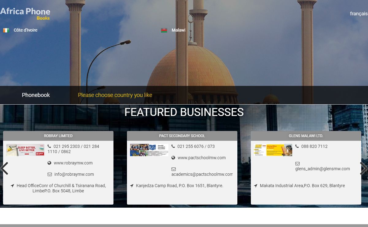 Yellow Pages and white directory in Africa: Africaphonebooks
